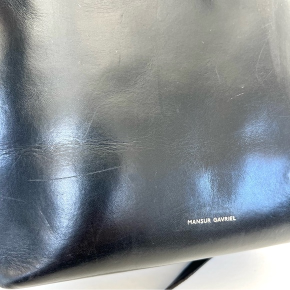 ♦️SOLD♦️MANSUR GAVRIEL Fllamma Black Structured Leather Shoulder Bag Tote Bucket - Picture 13 of 16
